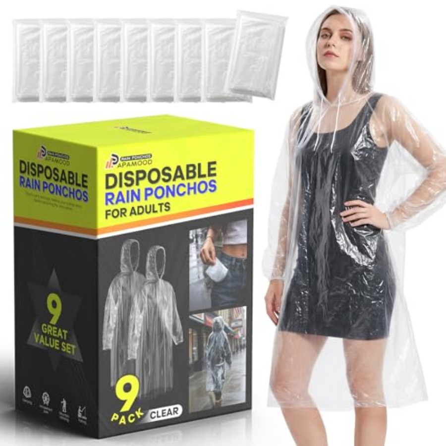 Emergency Poncho Rain - Poncho Impermeabile Monouso, Confezione Famiglia da
