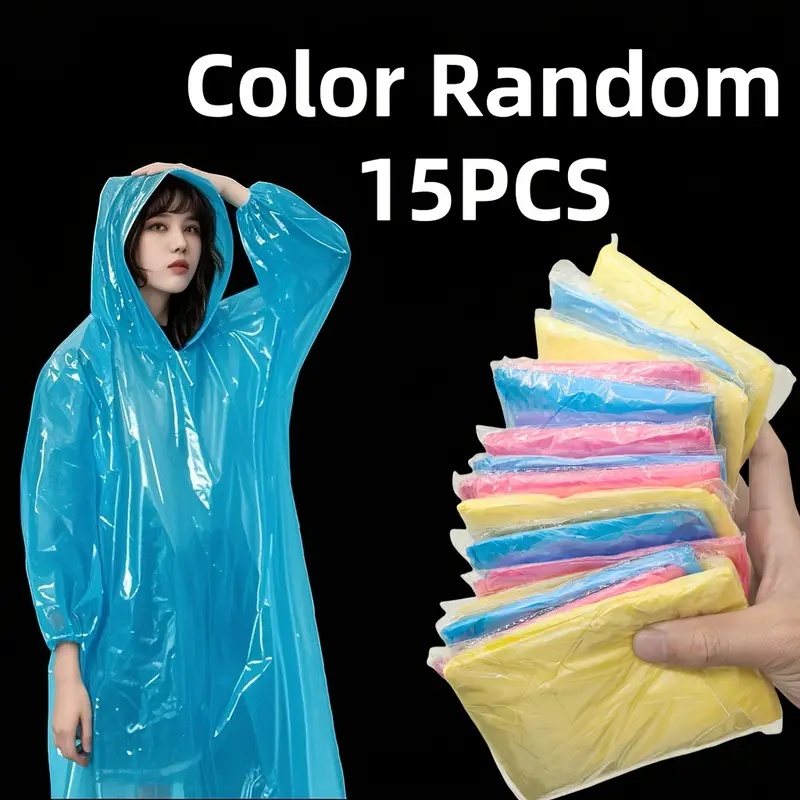 Emergency Poncho Rain - Poncho antipioggia trasparente monouso di colore