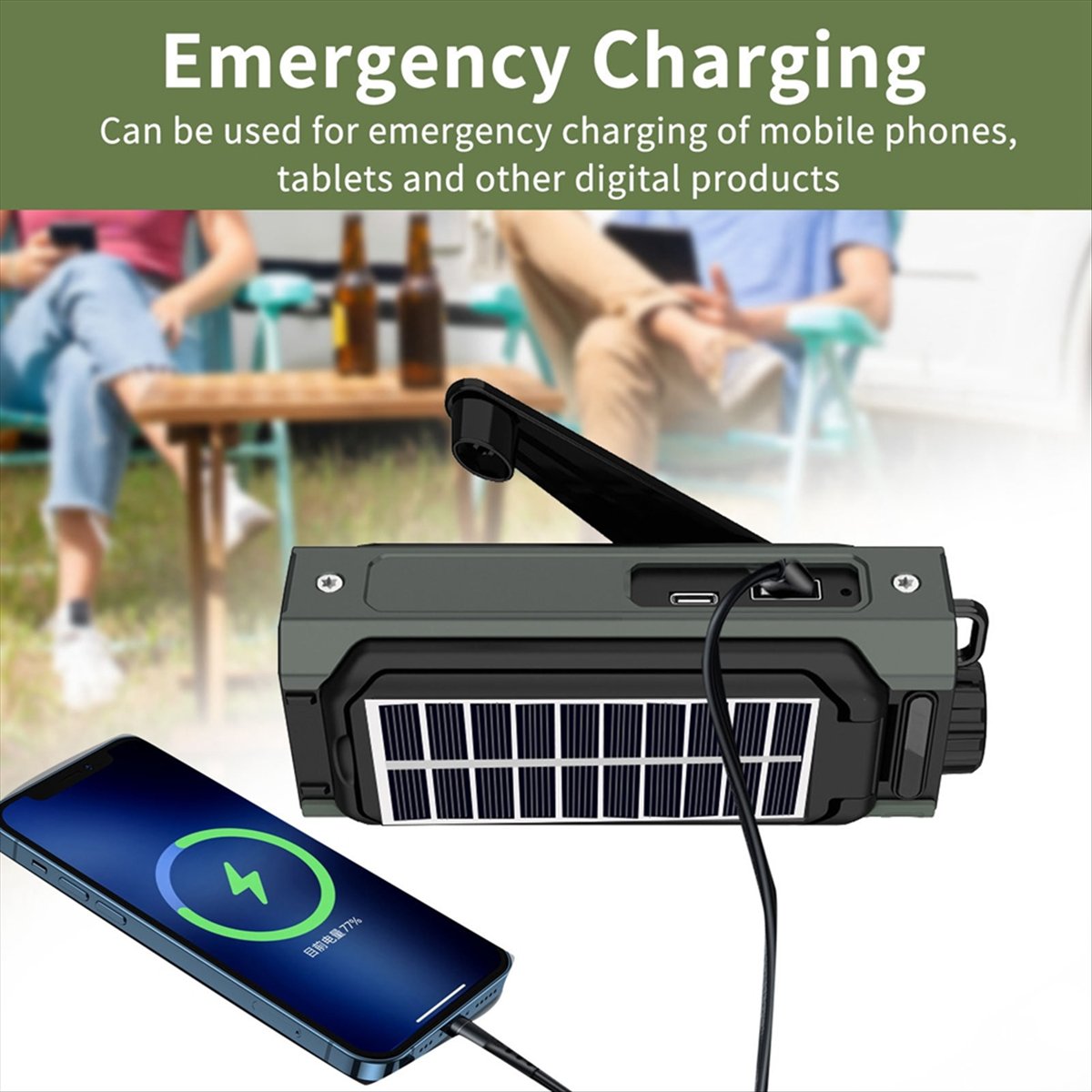 Solar Emergency Charger - Radio Solare Portatile A26Z, Radio di