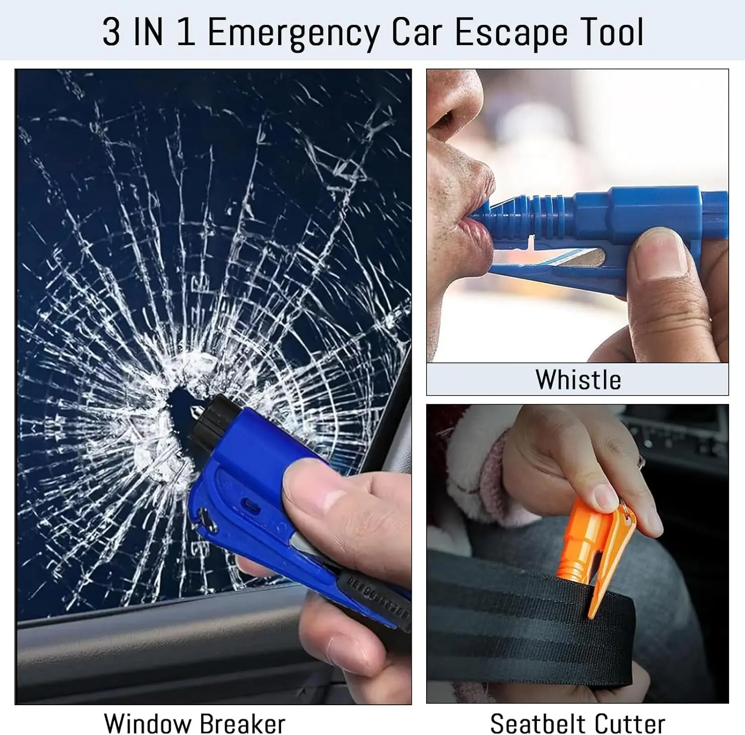 Rescue Rope Throw - Martello di Sicurezza 3-in-1 per Auto: