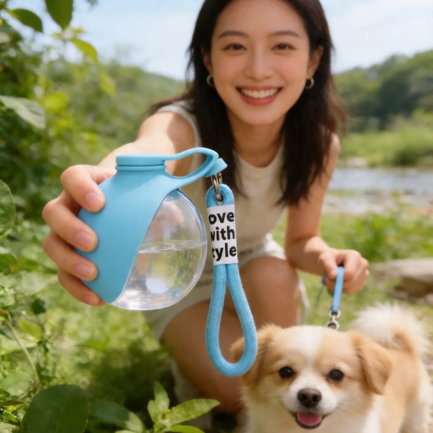 Water Bag Collapsible - Bottiglia d'Acqua Portatile 2-in-1 per Cani