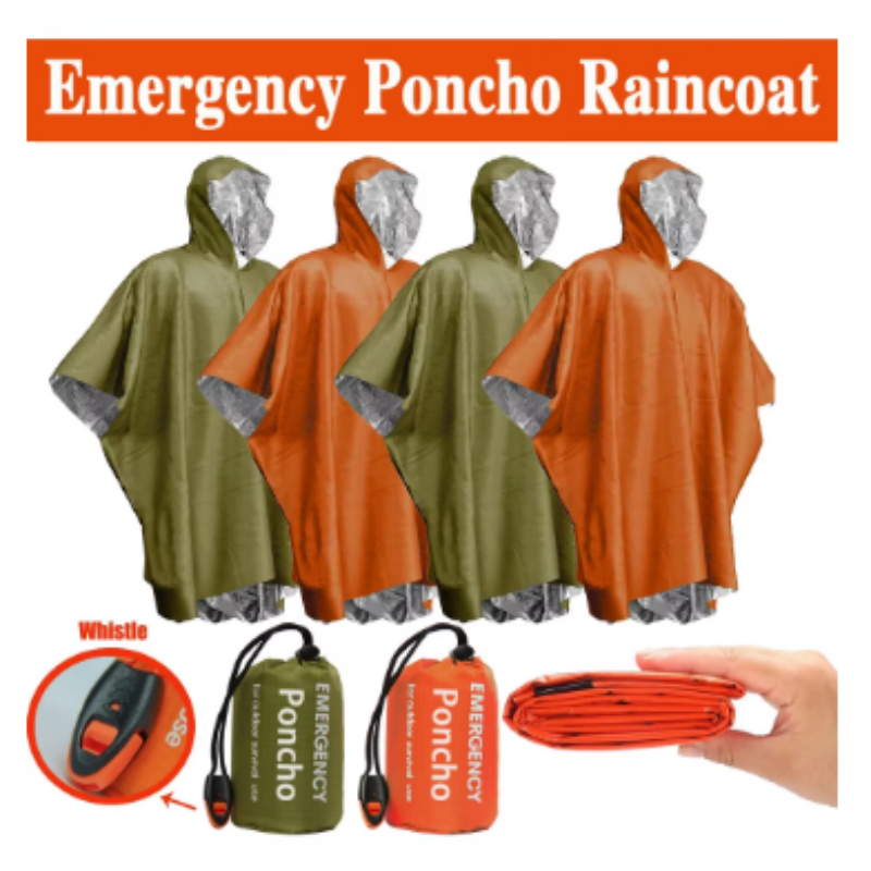Emergency Poncho Rain - Poncho Termico Monouso in Alluminio Impermeabile